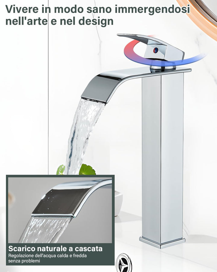 JUNSHENG Badezimmer-Wasserhahn, Moderner Einhebel-Badezimmerwaschbeckenarmatur, elektrolytische Besc