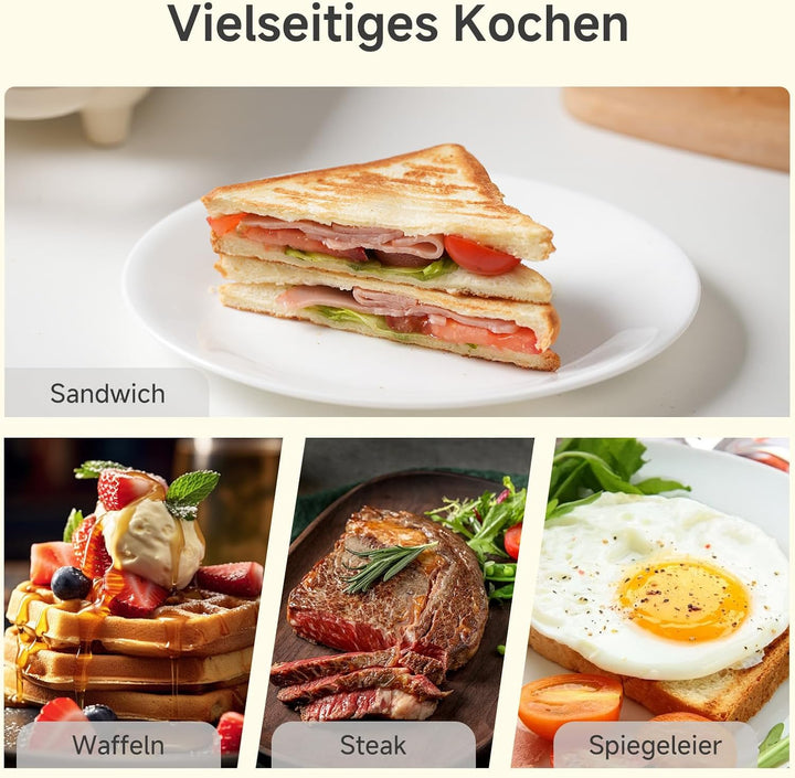 SIMPLUS Sandwichmaker Klein für Knusprige Dreiecks, Sandwichtoaster, 650W, Antihaftbeschichtete Plat