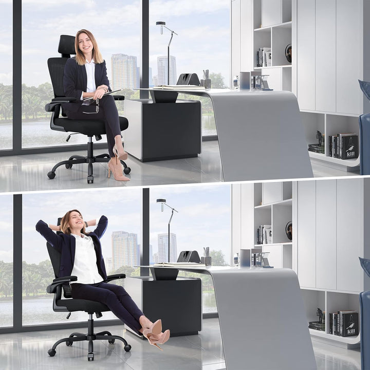 naspaluro Ergonomischer Bürostuhl, Schreibtischstuhl mit C-förmiger Lordosenstütze, Verstellbarer Ko