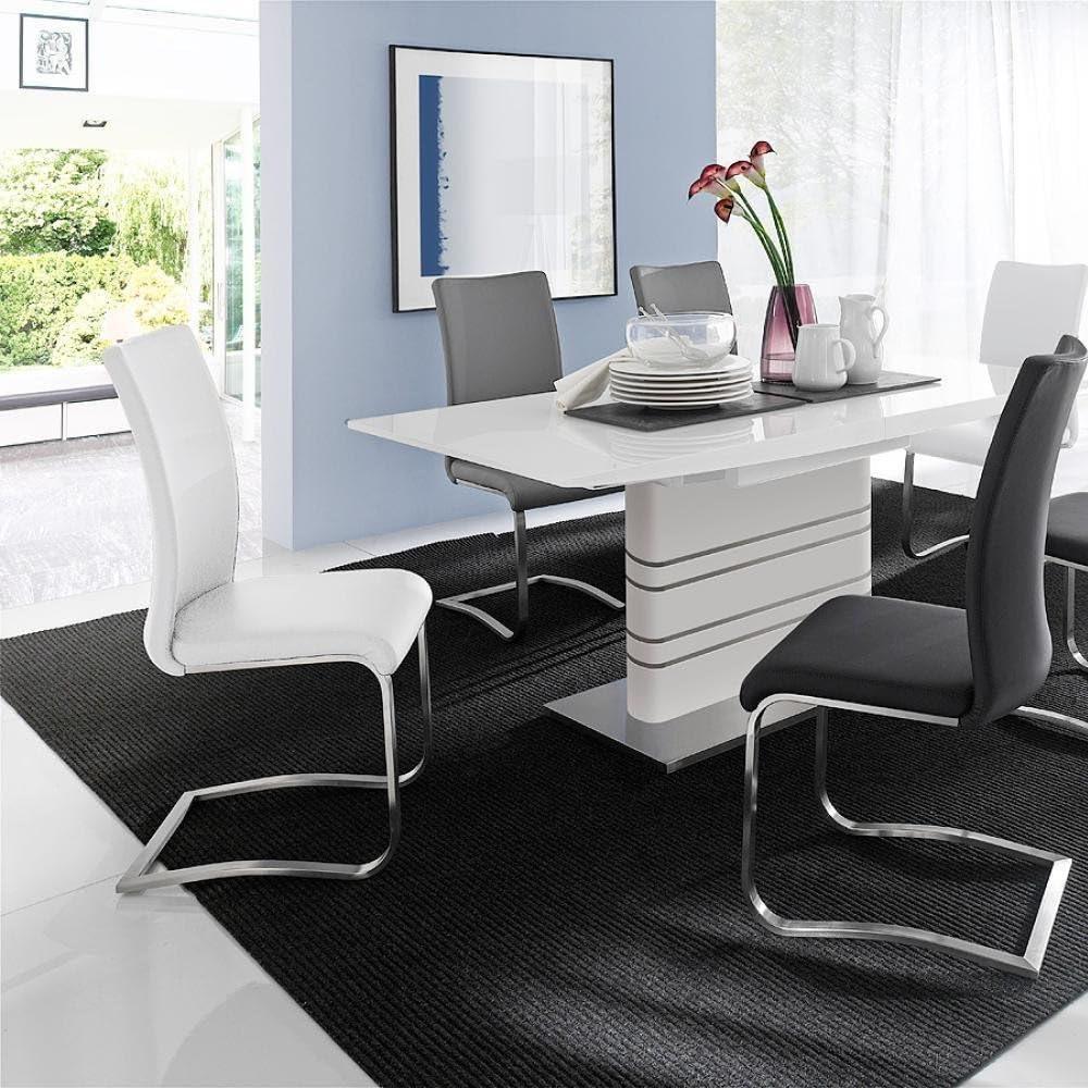 Robas Lund Esszimmerstuhl 2-er Set weiss, Stuhl belastbar bis 130 kg, mit Kunstlederbezug, Gestell E