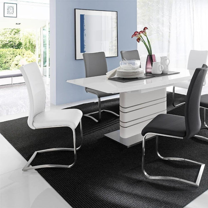 Robas Lund Esszimmerstuhl 2-er Set weiss, Stuhl belastbar bis 130 kg, mit Kunstlederbezug, Gestell E