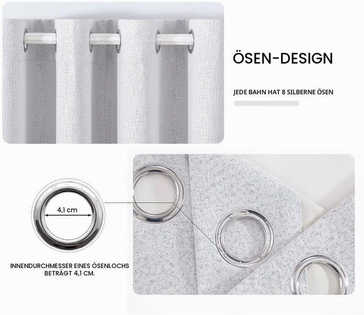 MIULEE Verdunklungsvorhänge mit ösen Gardinen Leinenoptik 2er Set 175 x 140 cm Grau Weiss Vorhang Bl