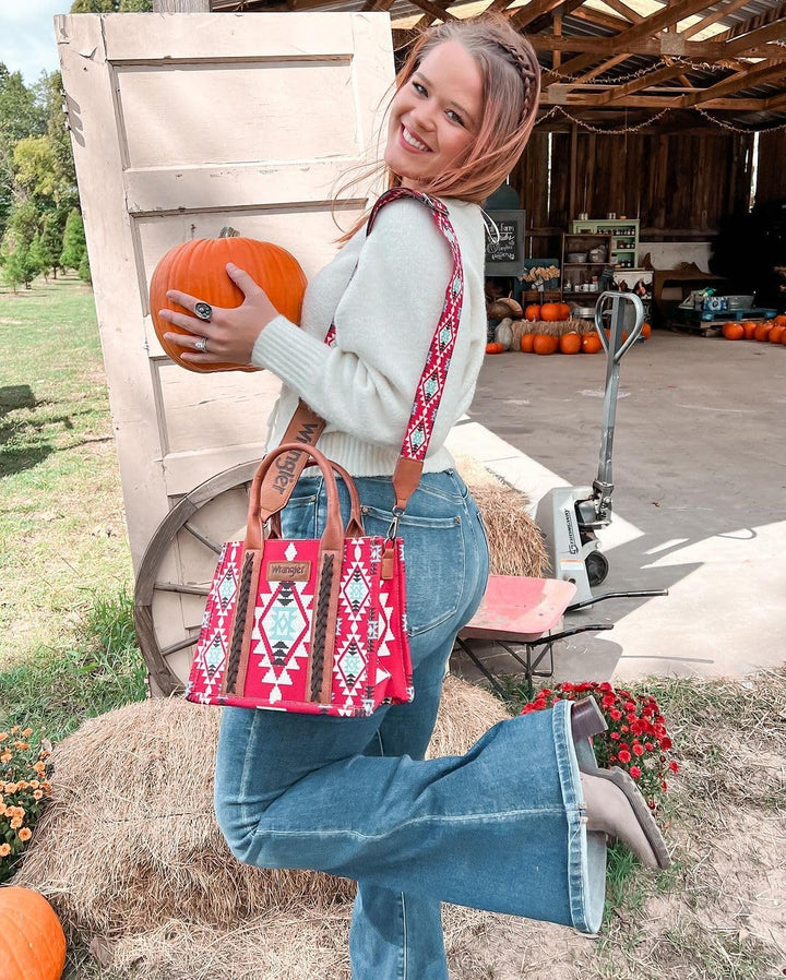 Wrangler Aztec Tote Bag for Women Boho Shoulder Purses and Handbags Angel Diamond Burgundy (Gitarren