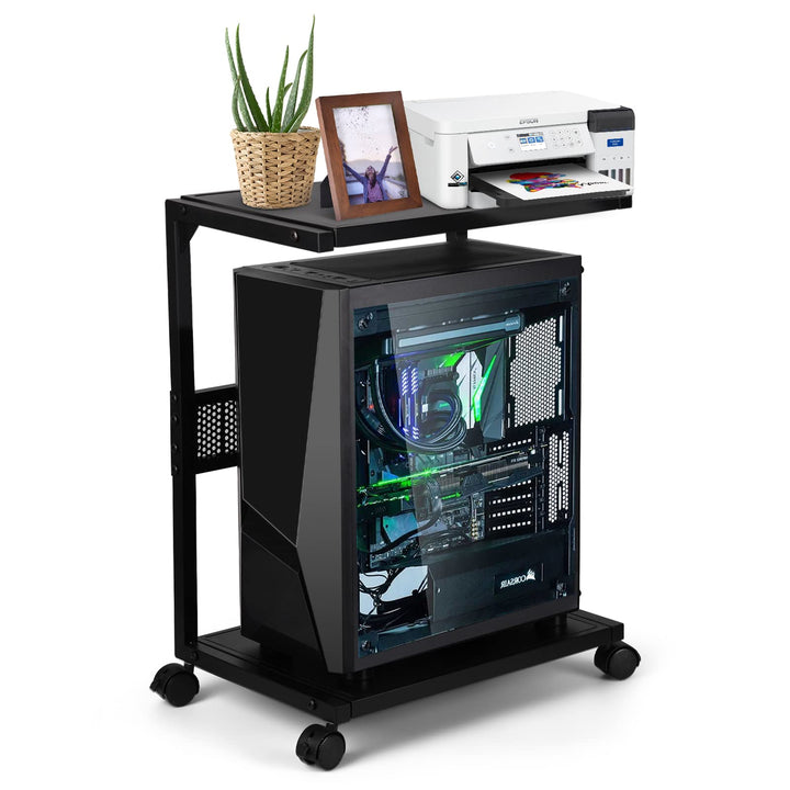 Whchiy PC Ständer Eisen Computer Ständer 2 Schicht CPU Ständer mit Rollen für Schreibtisch (C-Stil K