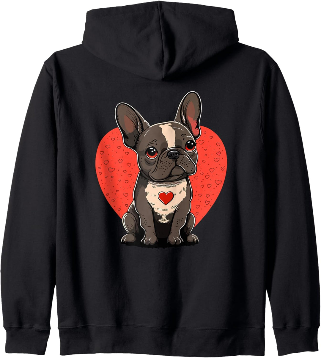 Französischebulldogge mit Herzdekoration - Valentinstag Kapuzenjacke