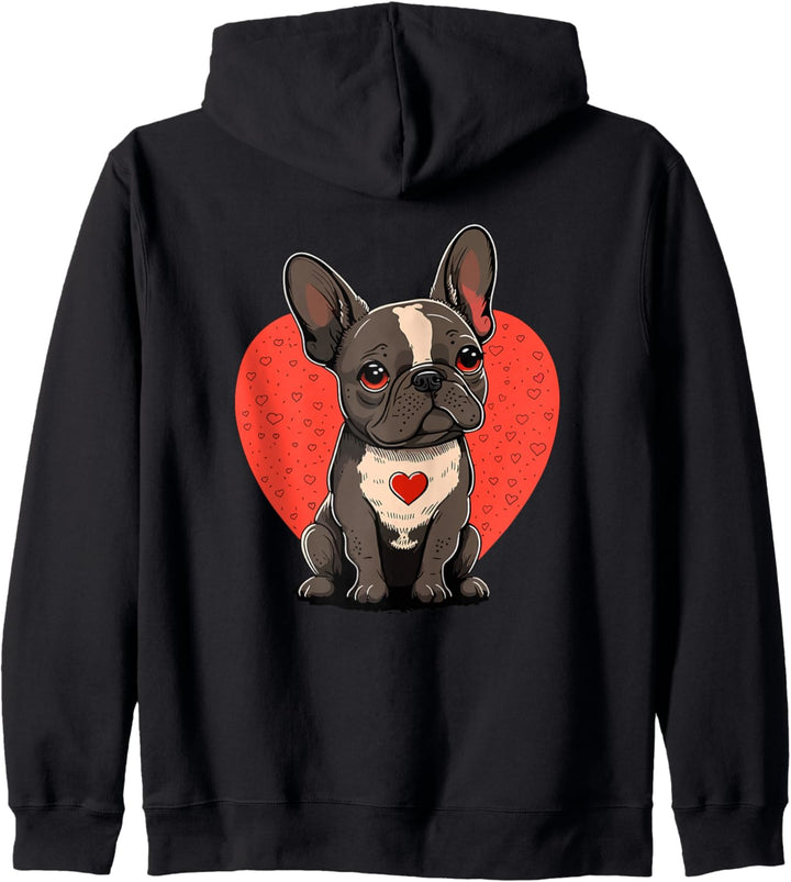 Französischebulldogge mit Herzdekoration - Valentinstag Kapuzenjacke