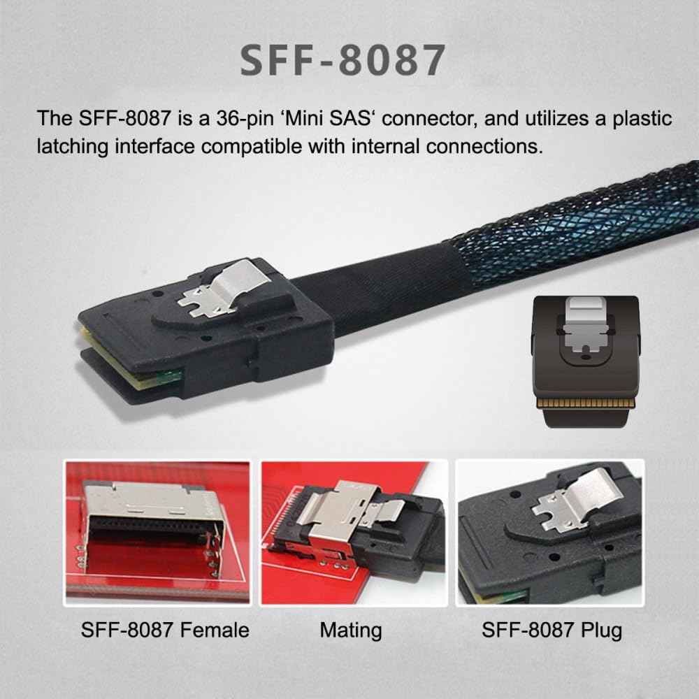 CY Externes Mini-SAS-SFF-8088-Stecker auf SFF-8088-Buchse, Verlängerungskabel PCBA mit Low-Profile-H