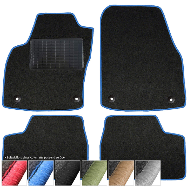 moto-MOLTICO Fussmatten Auto Velours Autoteppiche Schwarz Automatten Set 2-teilig passend für Opel C