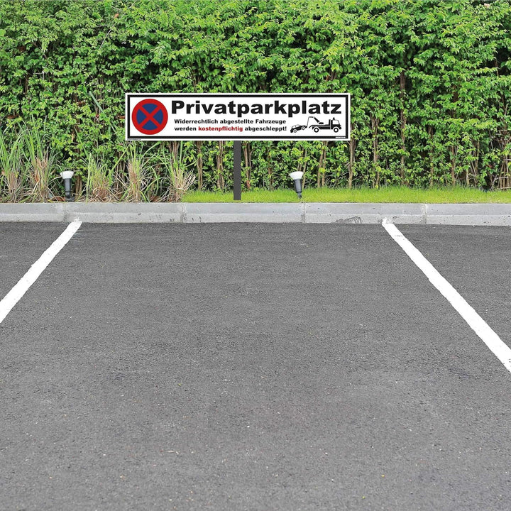 Parkplatz Schild - Privatparkplatz - 52 x 11 cm mit Pfosten 100cm Parken verboten, Verbotsschilder,