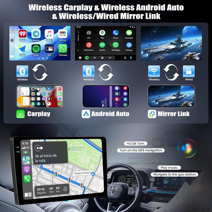 4+128G Android 15 CAMECHO 9 Zoll Autoradio für Mercedes Benz Smart Fortwo 451 2005-2010, Navi Radio