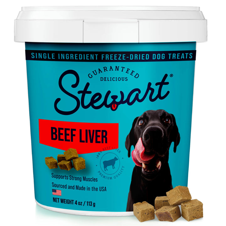 Stewart Gefriergetrocknete Hundeleckerlis, Rinderleber, getreidefrei und glutenfrei, wiederverschlie