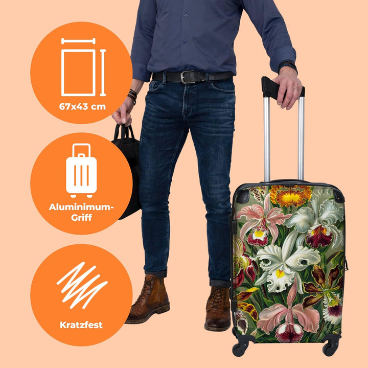 NoBoringSuitcases.com® Koffer gross Trolley Rollkoffer Reisekoffer mit 4 Rollen Fotokoffer - Blumen