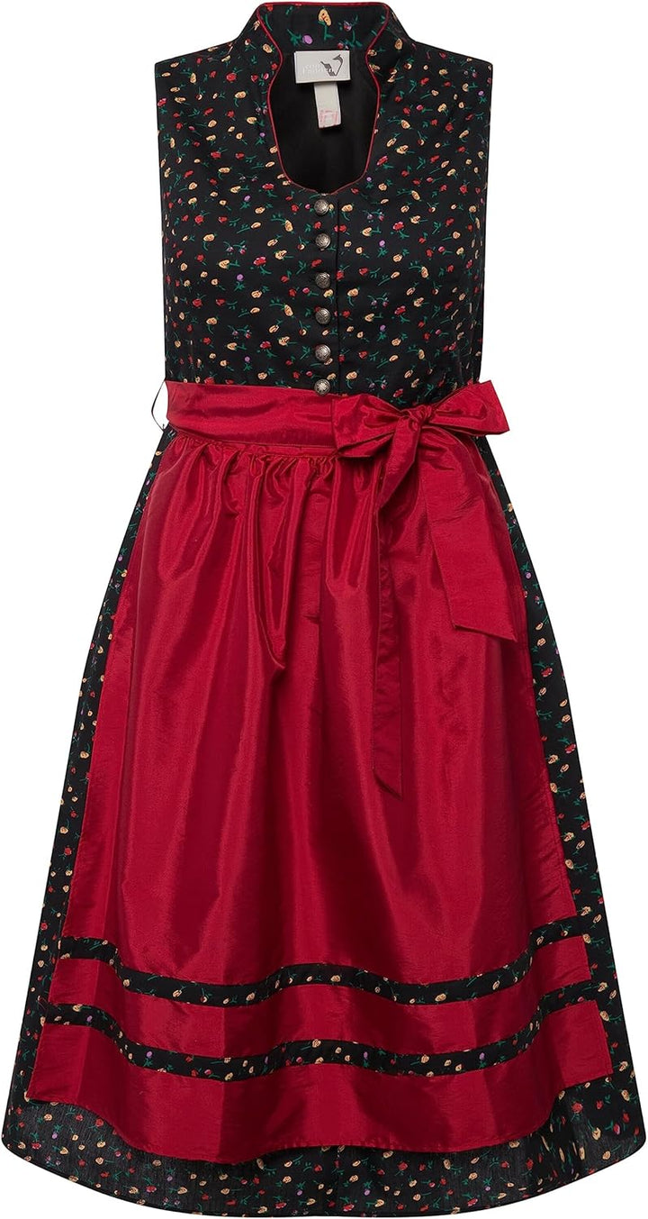 Ulla Popken Damen Dirndl Viola Knöpfe Kleid 46 Schwarz, 46 Schwarz
