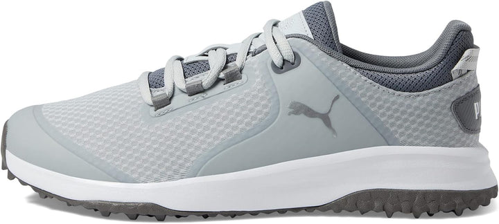 PUMA Herren Fusion Grip Extra Breit Golfschuh 41 EU Weit Flacher Hellgrau Puma Silber Leiser Schirm,