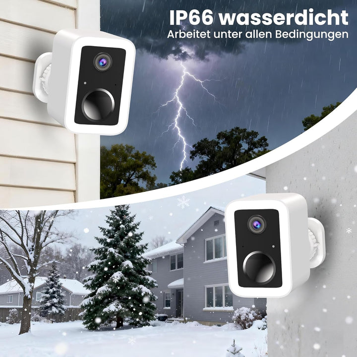 Funstorm 2K Überwachungskamera Aussen Akku - Dual-Band WLAN (2.4/5GHz) Videoüberwachung mit Flutlich