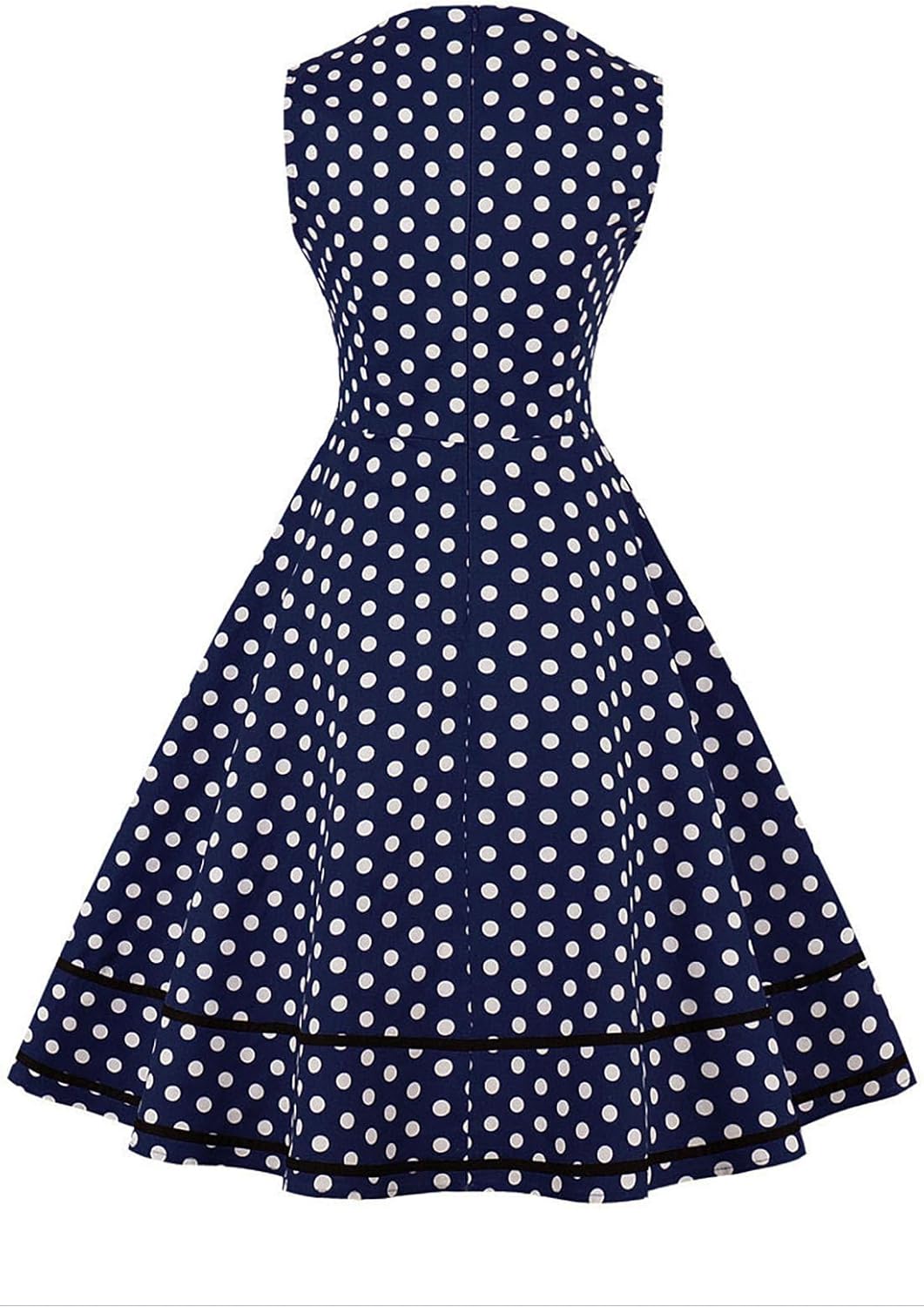 AXOE Damen 60er Jahre Polka Dot Vintage Rockabilly Kleid Abendkleider Navy S, Navy S