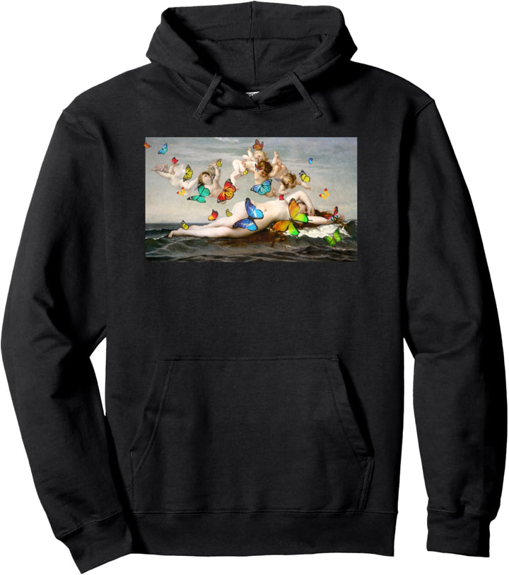 Butterflies And Classic Art Pullover Hoodie