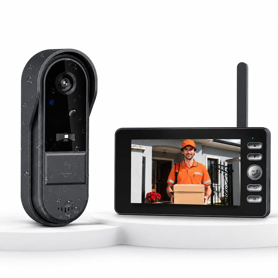 Winnes Türklingel mit Kamera Kabellos Wasserdicht IP65, Drahtlose Video Türklingel mit 1080P 4,3&