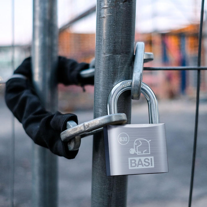 BASI | Vorhangschloss 12er Set | 30 mm | gleichschliessend | massives Aluminium-Gehäuse | gehärteter