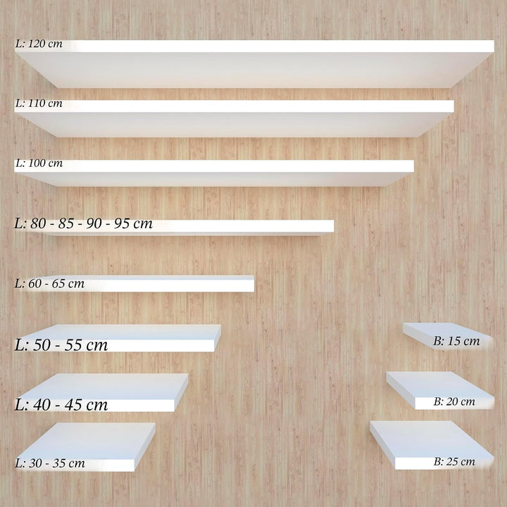 Henor Wandregal FSC® Holzwandregal 50 x 20 x 2.5 cm. Laden Sie 25 kg. Weiss 50 Weiss, P-20 Cm., 50 W