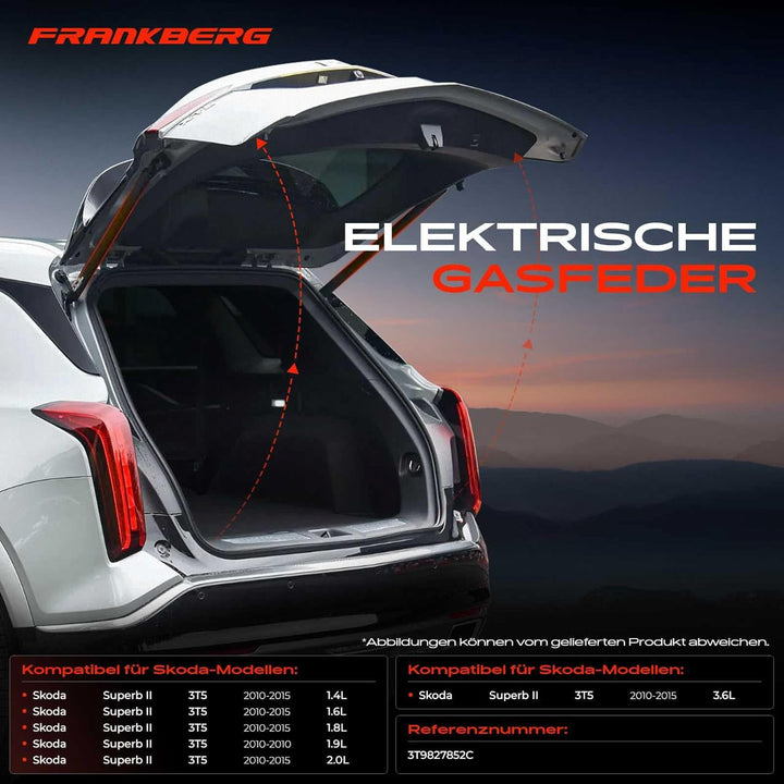 Frankberg 1x Elektrische Gasfeder Gasdruckfeder Heckklappe Rechts Kompatibel mit Superb II 3T5 Kombi