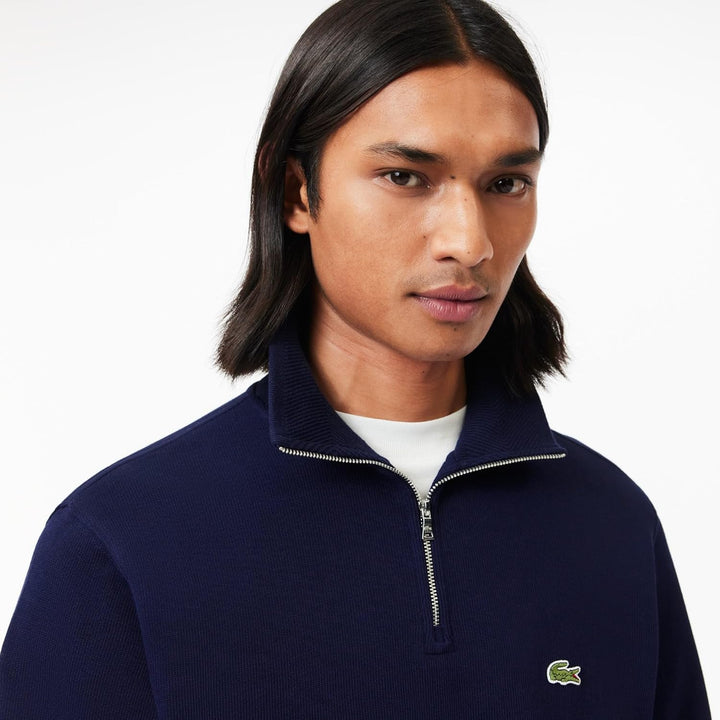 Lacoste Herren Sweatjacke SH1927, Männer Sweatshirt Reissverschluss,Regular Fit, S Marine