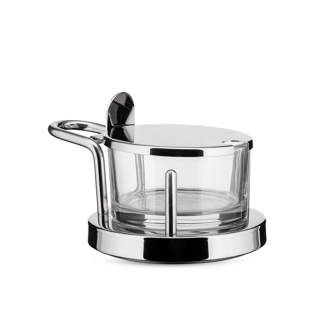 Alessi 5071 Design Käsedose, aus Glas und Edelstahl, Silber, 4.5 x 12 x 4.5 cm