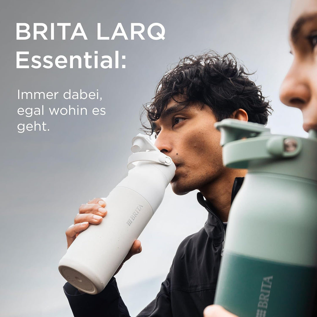 BRITA LARQ Essential Trinkflasche mit Strohhalm (680ml) blau - Edelstahl Wasser-Flasche, doppelwandi