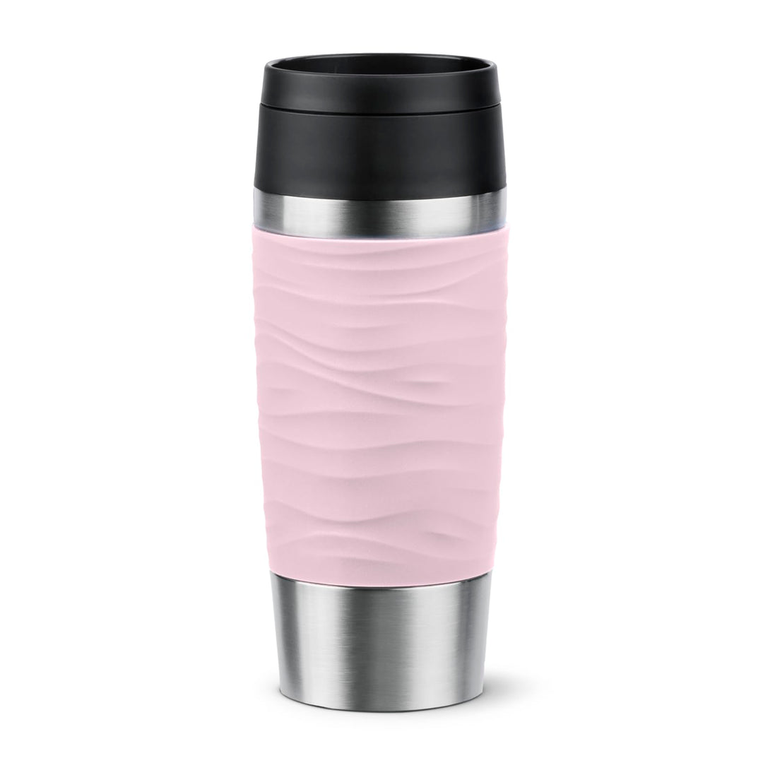 Emsa N20214 Travel Mug Wave Isolierbecher 0,36 Liter | neuer Komfort-Schraubverschluss | Edelstahl |