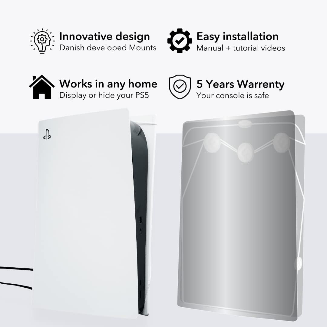 PS5 Wall Mount by FLOATING GRIP - White