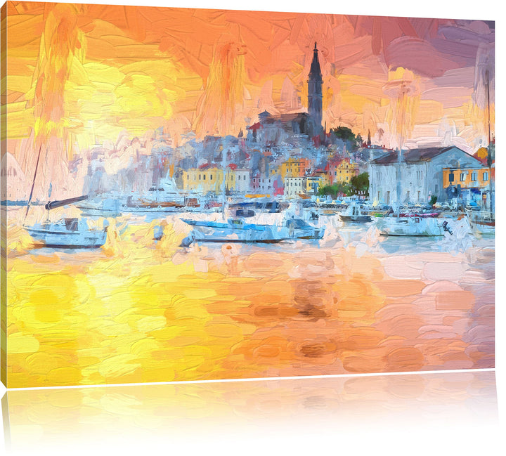 Pixxprint Kroatische Hafenstadt als Leinwandbild/Grösse: 100x70 cm/Wandbild/Kunstdruck/fertig bespan