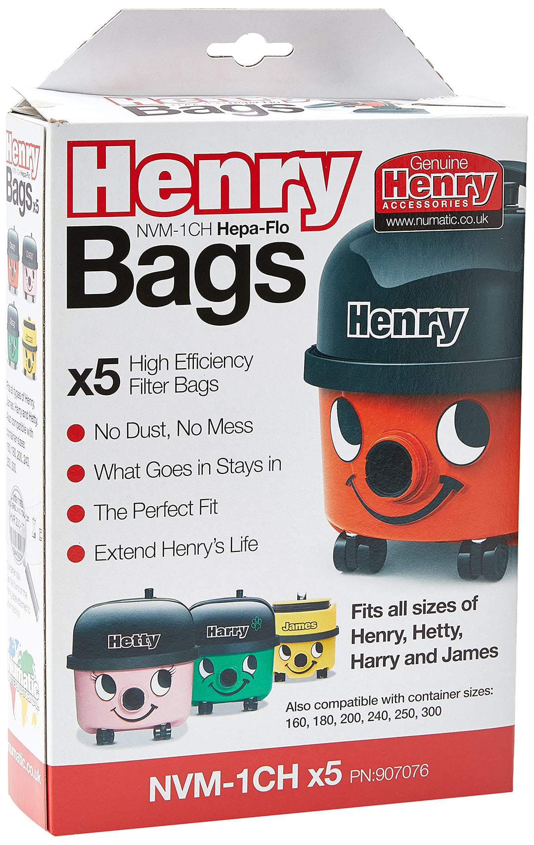 Henry NVM-1CH Staubfilterbeutel 5 Stück weiss 5 Count, 5 Count
