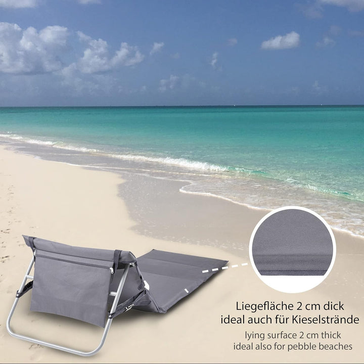 ONVAYA Premium Strandmatte 2cm gepolstert mit Rückenlehne | Strandliege faltbar | Strandmatratze | S