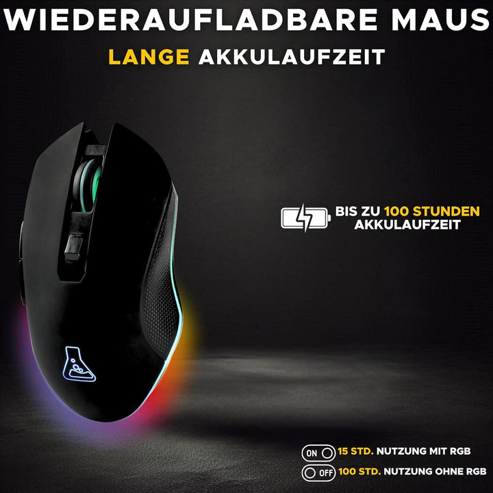 THE G-LAB Kult Helium USB-Gamer-Maus mit Kabel - Optischer Sensor mit 800 bis 6400 DPI, 7-farbige LE