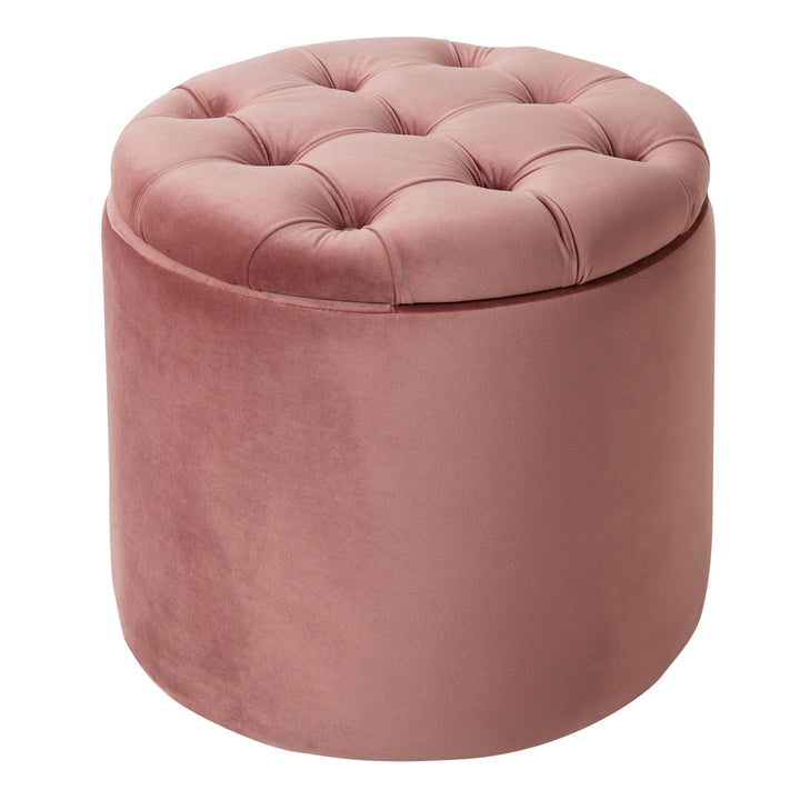 Riess Ambiente Eleganter Hocker MODERN BAROCK 50cm Altrosa Samt Couchtisch Tisch Aufbewahrungskorb S