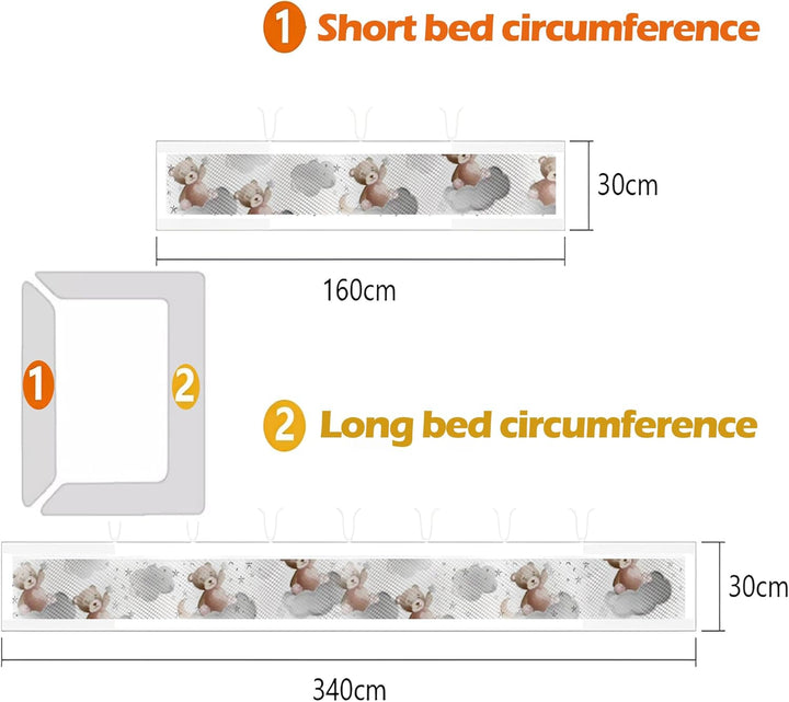 2PCS Nestchen Für Babybett, 3D Luftdurchlässiger Kollisionsschutz Neugeborener Zaun, Abnehmbarer Bab