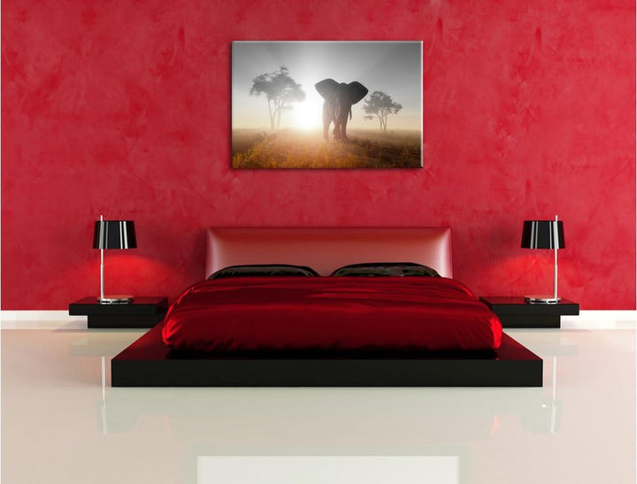 Pixxprint Elefant in der Wüste als Leinwandbild/Grösse: 100x70 cm/Wandbild/Kunstdruck/fertig bespann