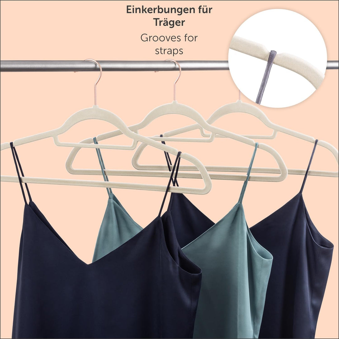 Blumtal 30 Stück Samt-Kleiderbügel - Samt-Kleiderbügel, rutschfest, um 360° drehbar, platzsparend, h