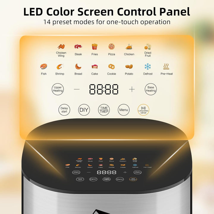 Uten Dual Blaze Heissluftfritteuse 5,5 L mit Sichtfenster, Airfryer 14 Programme, Verzögerter Start,