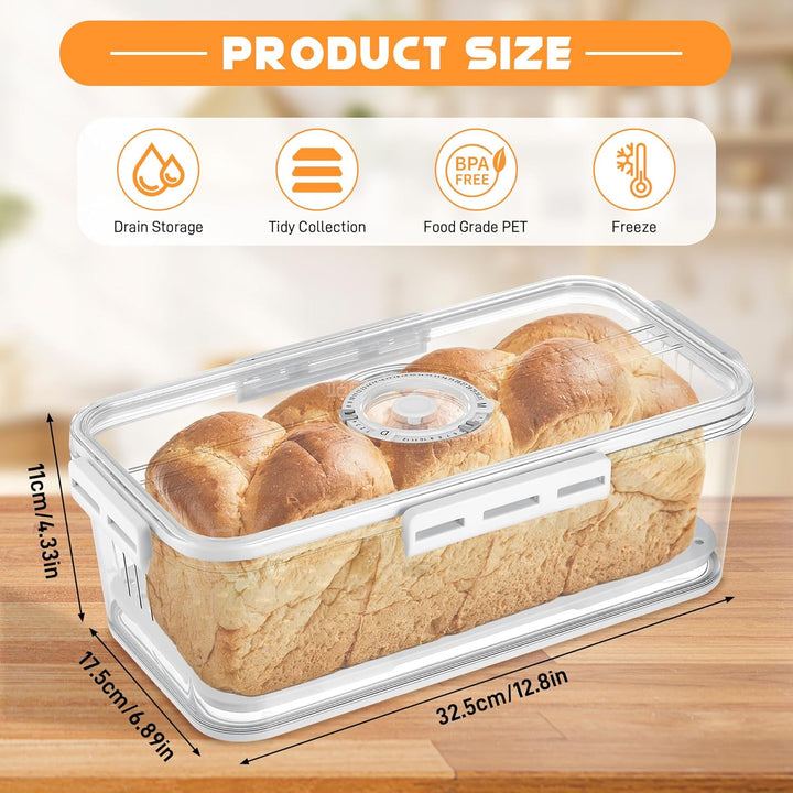 Hejo Brotkasten Gross, Transparente Brotbox, Brottopf aus PET Material, Timing Brotaufbewahrung, Toa