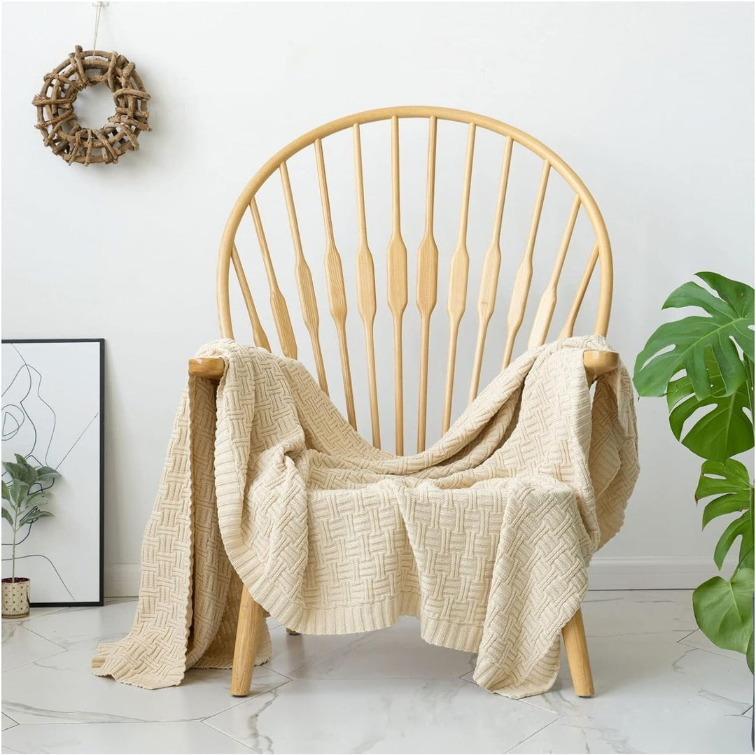 OROOTL Kuscheldecke Strickdecke 100% Baumwolle Weich Sofadecke 130x180cm Schlafdecke für weiches Sof