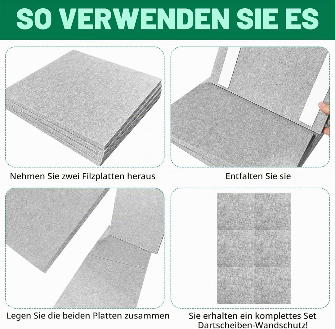 NEUSID 6 Stück Dart Wandschutz, Filz Dartboard Wandschutz Selbstklebend Gespleisst Dartscheibe Hinte