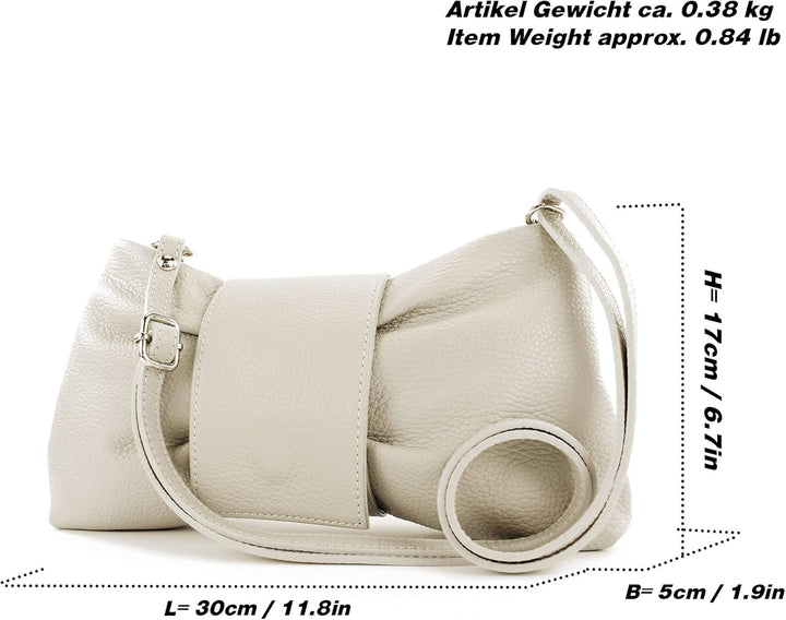 modamoda de - T214 - ital. Umhängetasche Clutch Leder Klein Schwarz, Schwarz