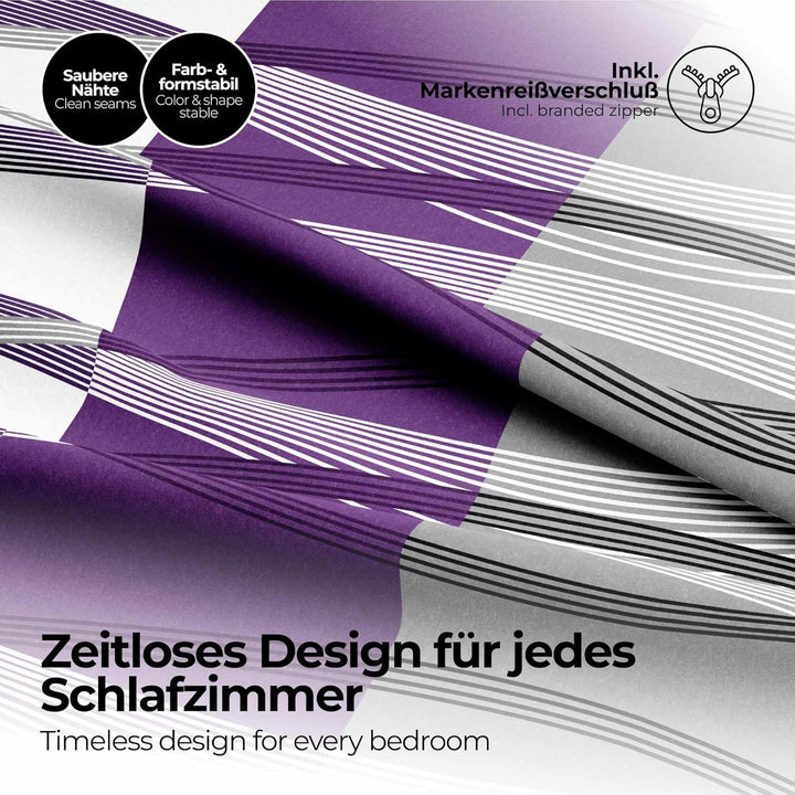 etérea Seersucker Bettwäsche 200x220 cm - bügelfreies Bettwäsche Set mit Kissen - Microfaser Satin n