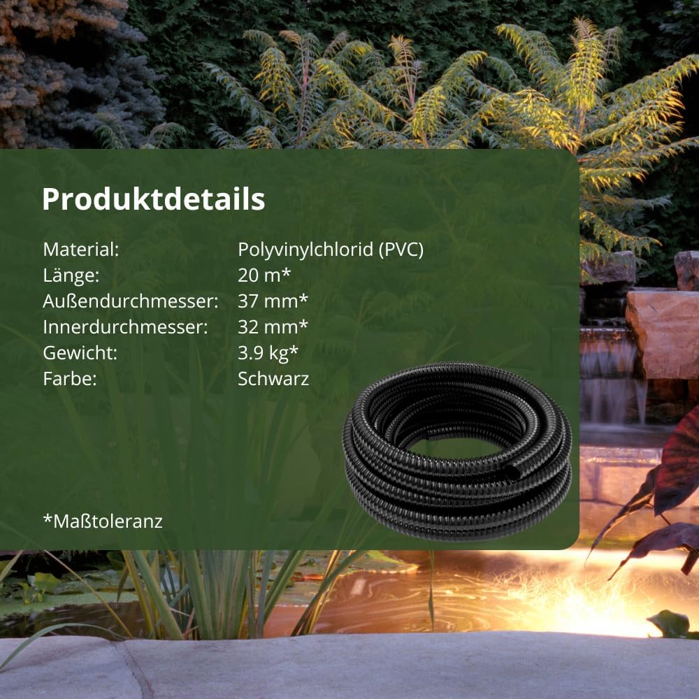 HeRo24 Teichschlauch Spiralschlauch Teichschlauch 32 mm 20 m