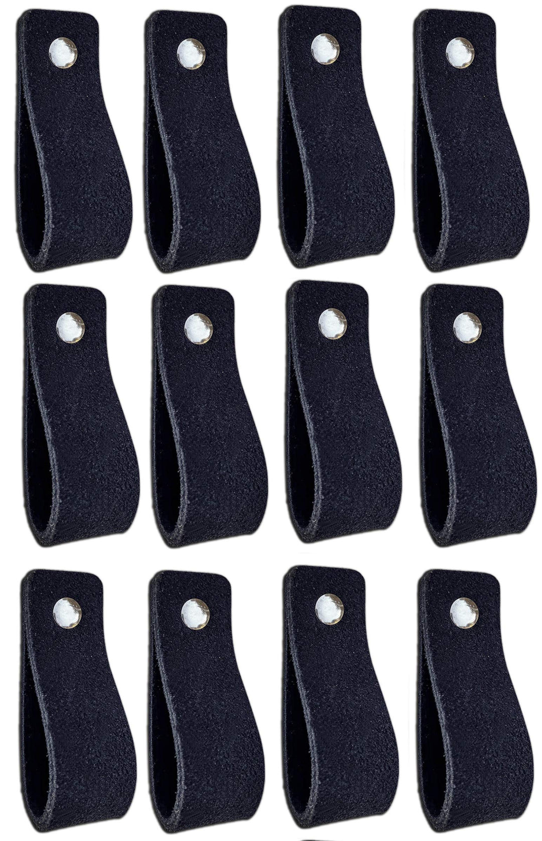 Brute Strength - Ledergriffe für Möbel - Wildleder - Schwarz - 12 Stück - 16,5 x 2,5 cm - Schrankgri