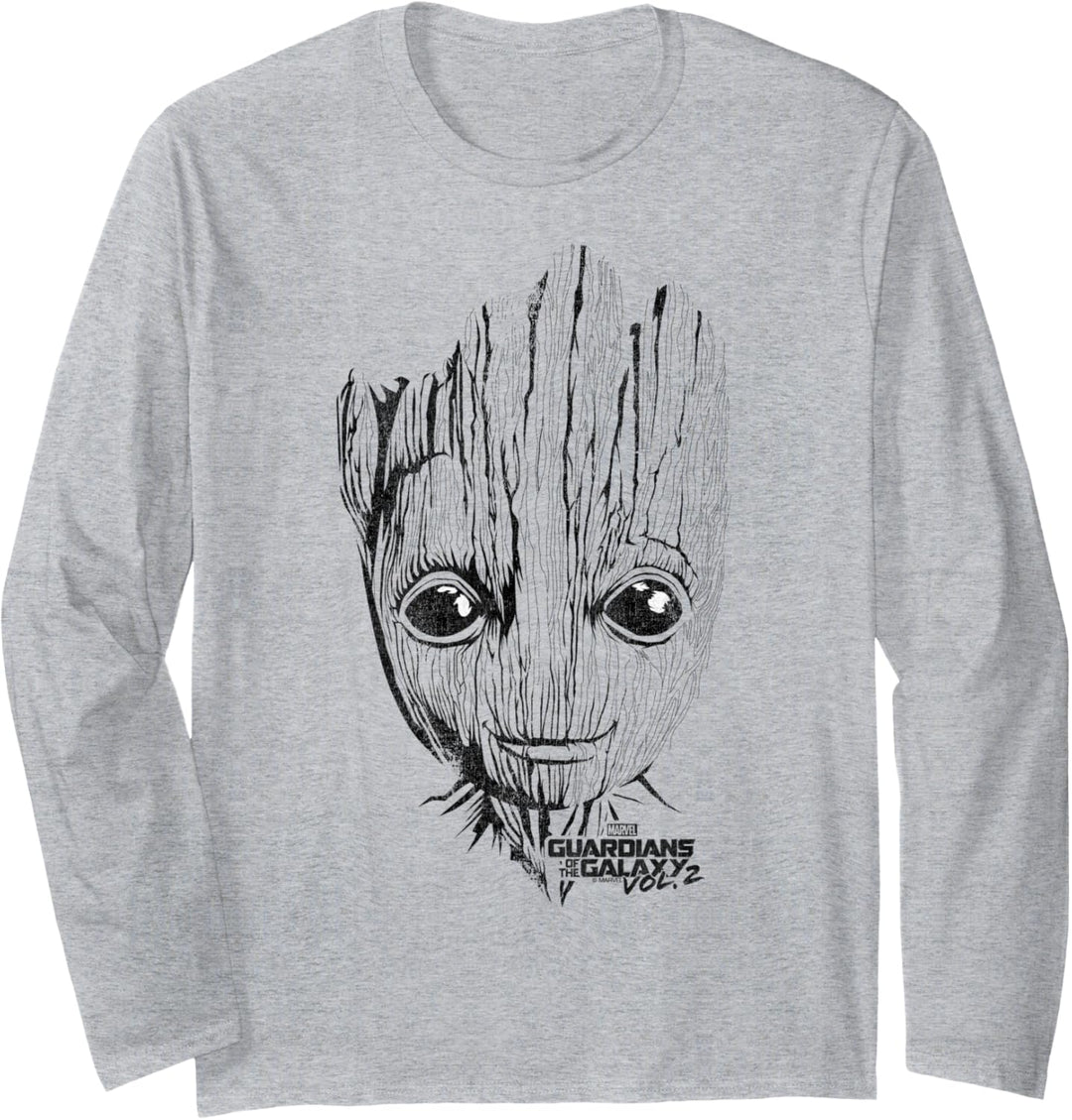 Marvel Guardians Of The Galaxy Groot Line Art Portrait Langarmshirt