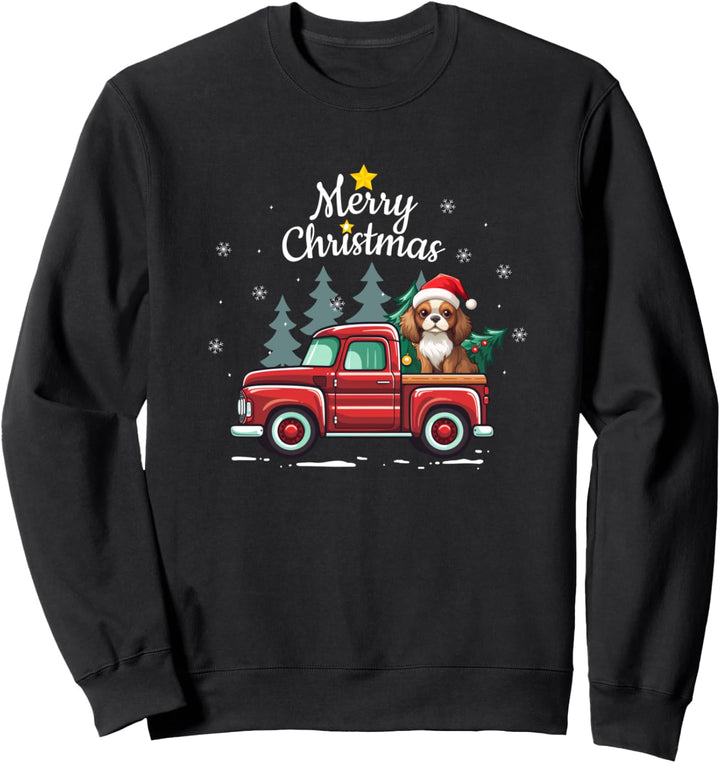 Cavalier King Charles Spaniel Weihnachten Hund Truck Plaid Sweatshirt