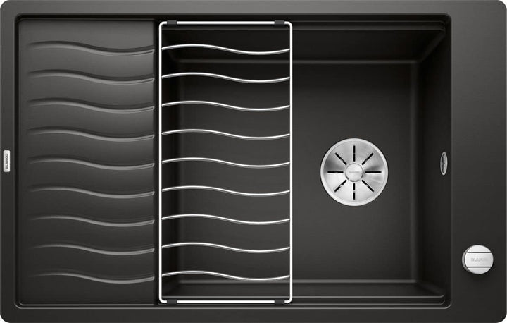 BLANCO ELON XL 6 S-F | SILGRANIT schwarz | Einbauart: Flächenbündig | reversibel | mit Ablauffernbed