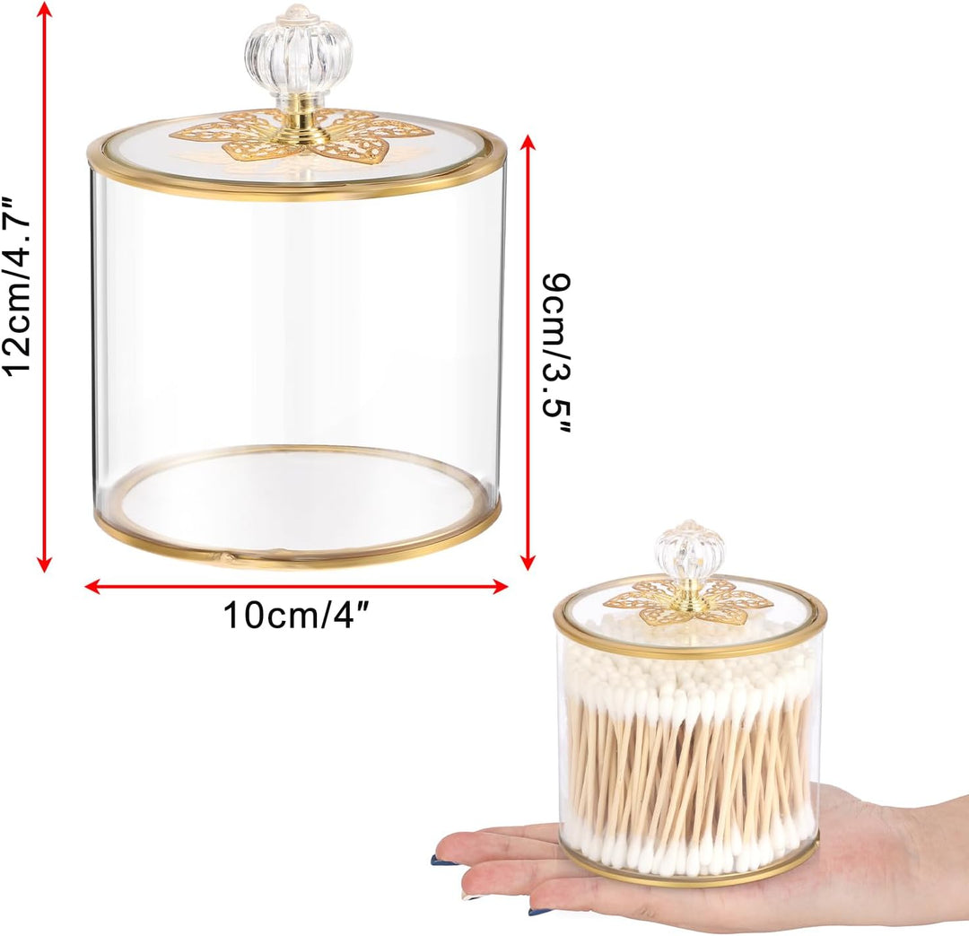 Wattestäbchen box aus Glas Gold Organizer Wattepads Behälter Box